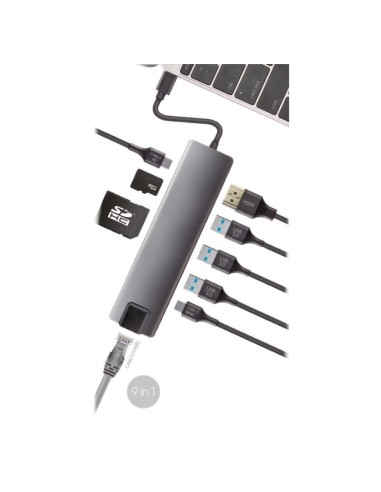 Coolbox Docking USB C HDMI RJ45 USB 9 en 1