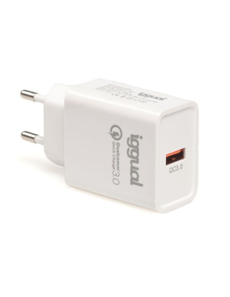 iggual Cargador 1xUSB carga rapida QC30 18W