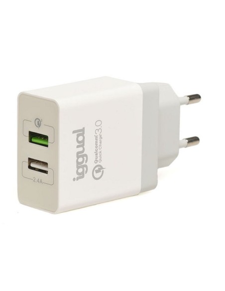 iggual Cargador 2xUSB carga rapida QC30 30W
