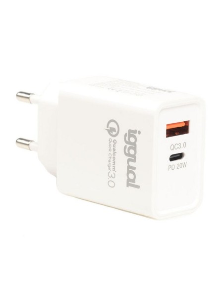 iggual Cargador doble USB QC30 tipo C PD 20W