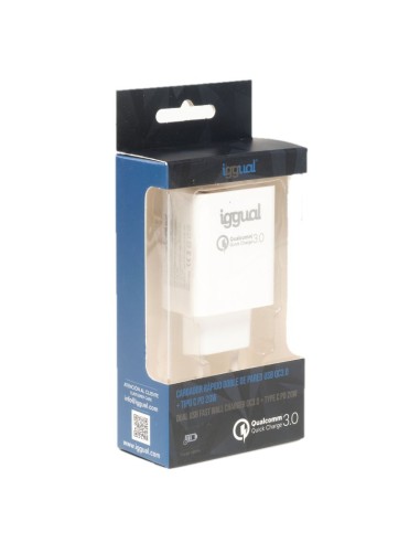 iggual Cargador doble USB QC30 tipo C PD 20W
