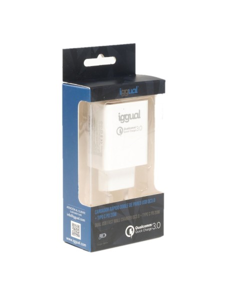 iggual Cargador doble USB QC30 tipo C PD 20W