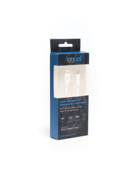iggual cable USB C Lightning 100 cm blanco Q30 3A