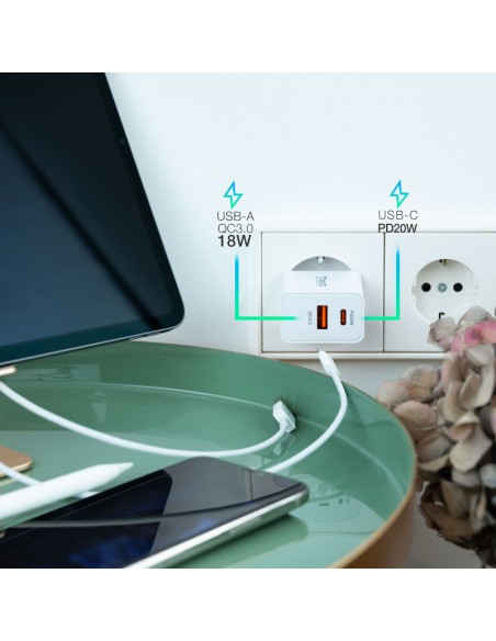 Tooq Cargador de pared doble USB C PD USB A