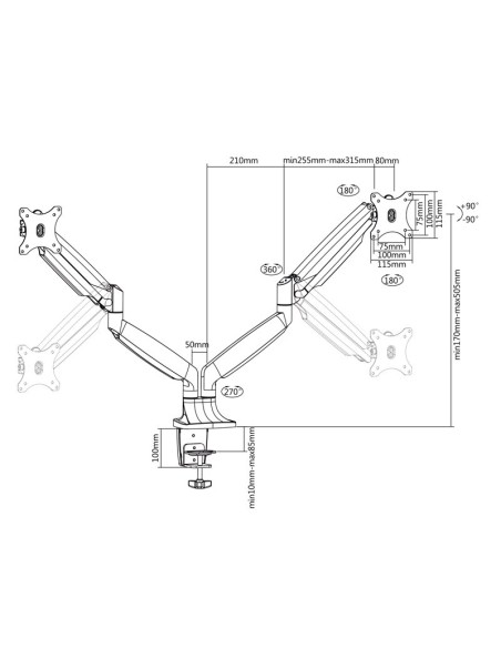 Tooq DB3132TNR S Soporte Mesa incl gir 2brz 13 32