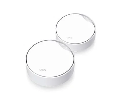 TP-Link DECO X50-POE(2-pack) AX3000 Whole Home Mesh Wi-Fi 6 Unit with PoE SPEED: 574 Mbps at 2.4 GHz + 2402 Mbps at 5 GHz SPEC: 4× Internal Antennas, 1× 2.5 Gigabit Port + 1× Gigabit Port (WAN/LAN aut