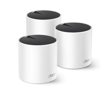TP-Link Deco X55(3-pack) AX3000 Whole Home Mesh Wi-Fi 6 System SPEED: 574 Mbps at 2.4 GHz + 2402 Mbps at 5 GHz SPEC: Internal Antennas, 3× Gigabit Ports (WAN/LAN auto-sensing), HE160 for 5 GHz FEATURE
