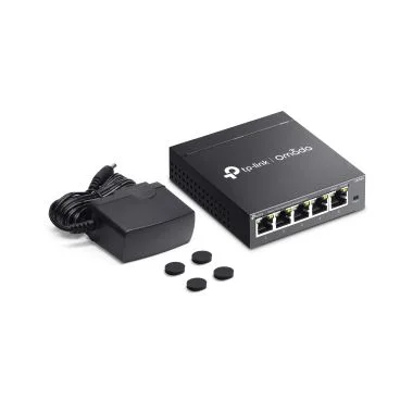 TP-Link ES205G Omada 5-Port Gigabit Easy Managed Switch PORT: 5× Gigabit RJ45 Ports SPEC: Desktop Steel Case FEATURE: Integration with Omada SDN Controller, Flow Control, Loopback Detection, Port Isolation, Port Mirroring, LAG, VL