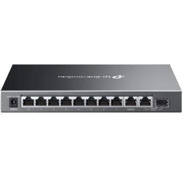 TP-Link ES210GMP Omada 10-Port Gigabit Easy Managed Switch with 8-Port PoE+PORT: 8× Gigabit PoE+ Ports, 1x Gigabit Non-PoE Ports, 1× Combo Gigabit RJ45/SFP PortSPEC: 802.3at/af, 123 W PoE Power, Desktop Steel Case and FanlessF