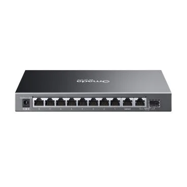 TP-Link ES210GP Omada 10-Port Gigabit Easy Managed Switch with 8-Port PoE+ PORT: 8× Gigabit PoE+ Ports, 1x Gigabit Non-PoE Ports, 1× Combo Gigabit RJ45/SFP Port SPEC: 802.3at/af, 63 W PoE Power, Desktop Steel Case and Fanless FEA