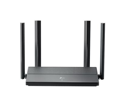 TP-Link EX141 AX1500 Dual-Band Wi-Fi 6 RouterSPEED: 300 Mbps at 2.4 GHz + 1201 Mbps at 5 GHzSPEC: 4x Antennas, Single-Core CPU, 1 x Gigabit WAN Port, 3 x Gigabit LAN Ports, 1024-QAM, OFDMA, HE80FE
