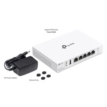 TP-Link Festa FR205 Gigabit VPN Router PORT: 1× Gigabit RJ45 WAN Port, 2× Gigabit RJ45 WAN/LAN Ports, 2× Gigabit RJ45 LAN Ports, 1× USB 2.0 Port; FEATURE: Integration with Festa Cloud Controller, Support 20 IPsec VPN Tunnels, 16