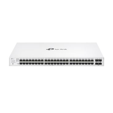 TP-Link Festa FS352GP 52-Port Gigabit Smart Switch with 48-Port PoE+ PORT: 48× Gigabit PoE+ Ports, 4× Gigabit SFP Slots SPEC: 802.3at/af, 384 W PoE Power, 1U 19-inch Rack-mountable Steel Case FEATURE: 802.1Q VLAN, STP/RSTP, IGMP S