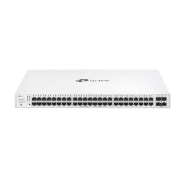 TP-Link Festa FS352GP 52-Port Gigabit Smart Switch with 48-Port PoE+ PORT: 48× Gigabit PoE+ Ports, 4× Gigabit SFP Slots SPEC: 802.3at/af, 384 W PoE Power, 1U 19-inch Rack-mountable Steel Case FEATURE: 802.1Q VLAN, STP/RSTP, IGMP S