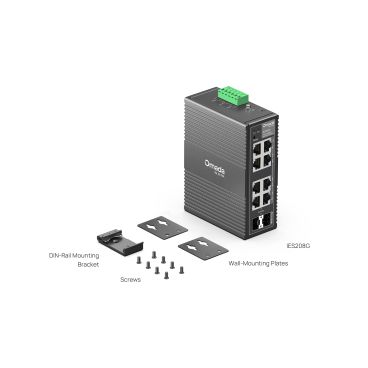 TP-Link IES208G - Switch Industrial Gestionable L2 Omada, 8 Puertos (6 Puertos RJ45 1Gbps + 2 Puertos Combo RJ45/SFP 1Gbps), Temperatura de Funcionamiento de -40º a 75º, Carril DIN