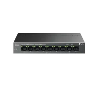 TP-Link LS109P Switch de sobremesa de 9 puertos 10/100 Mbps con PoE+ de 8 puertos PUERTOS: 8× 10/100 Mbps PoE+, 1× 10/100 Mbps sin PoE ESPECIFICACIÓN: 802.3at/af, 63 W de potencia PoE, carca
