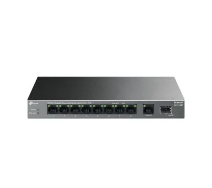 TP-Link LS1210GP Switch Gigabit de sobremesa de 10 puertos con PoE+ de 8 puertos PUERTO: 8× puertos PoE+ Gigabit, 1x puerto sin PoE Gigabit, 1× ranura SFP Gigabit SPEC: 802.3at/af, 61 W Alimentación P
