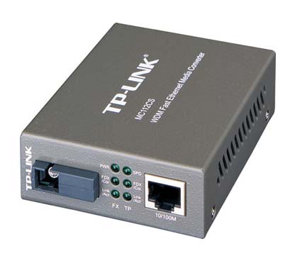 TP-Link MC112CS - Conversor de Medios 10/100G RJ45 a Cable de Fibra con Conector SC, BIDI, monomodo hasta 100M, WDM ,hasta 20 Km, 1310nm/1550nm.