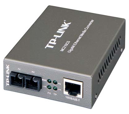 TP-Link MC210CS - Conversor de Medios 1G RJ45 a 1G SC Doble Fibra Monomodo (TX/SX) o viceversa, Full-duplex,hasta 15 Km, 1310 nm. Montaje en Chasis opcional.