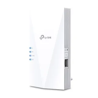 TP-Link RE500X AX1500 Wi-Fi 6 Range Extender SPEED: 300 Mbps at 2.4 GHz + 1201 Mbps at 5 GHz SPEC: 2 × Internal Antennas, 1 × Gigabit Port, 1024 QAM, Wall Plugged FEATURE: Tether App, WPS, I