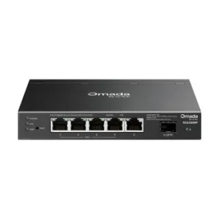 TP-Link SG2206MP Omada Access 6-Port Gigabit Switch with 4-Port PoE+ PORT: 4× Gigabit PoE Ports, 1× Gigabit Non-PoE Port, 1× Gigabit SFP Slot SPEC: 802.3at/af, 63 W PoE Power, Desktop Steel