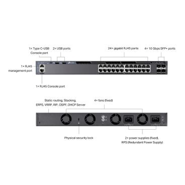 TP-Link SG6428X Switch Gestionable Omada L3 de 24 puertos Gigabit Stackable con 4 ranuras 10G