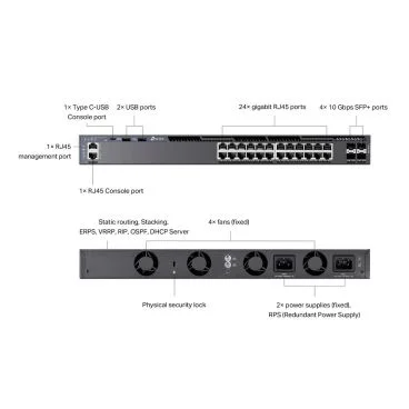 TP-Link SG6428X Switch Gestionable Omada L3 de 24 puertos Gigabit Stackable con 4 ranuras 10G
