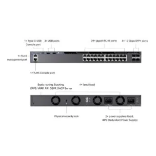 TP-Link SG6428X Switch Gestionable Omada L3 de 24 puertos Gigabit Stackable con 4 ranuras 10G