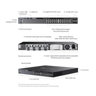 TP-Link SG6428XHP Switch L3 24xGbE 4x10Gb SPF+