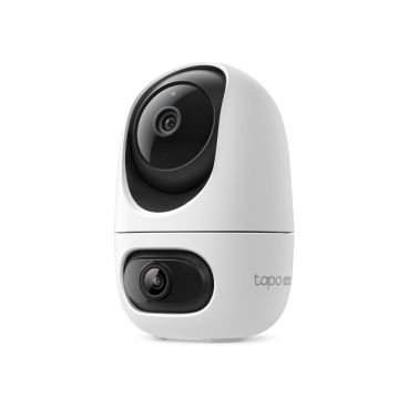 TP-Link Tapo C245D - Cámara IP Wi-Fi Doble Lente Formato Escritorio PT, Resolución 2x 3MP 15fps (2304×1296px), Lente fija (3.1/6mm), Visión Nocturna IR 12m, Alimentación por Fuente, Ranura M