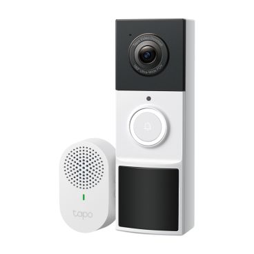 TP-Link Tapo D210 - Videoportero IP WiFi y Timbre Adicional de Interior. Resistente a Intemperie IP65, Visión 165 grados, Foco con Luz, Resolución 2K 3MP, Bateria 6400mAh, Audio Bidireccional, Ranura MicroSD, Son Puerto Ethernet