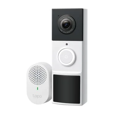 TP-Link Tapo D210 - Videoportero IP WiFi y Timbre Adicional de Interior. Resistente a Intemperie IP65, Visión 165 grados, Foco con Luz, Resolución 2K 3MP, Bateria 6400mAh, Audio Bidireccional, Ranura MicroSD, Son Puerto Ethernet