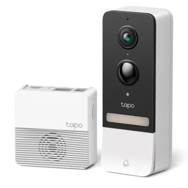 TP-Link Tapo D230S1 Kit de cámara con timbre de vídeo inteligente 1 × Tapo D230, 1 × Tapo H200 ESPECIFICACIONES: 2K 5MP (2560x1920), 2,4 GHz, 6700mAh batería recargable de iones de litio CARACTERÍSTICAS: Tonos de llamada, 180 días