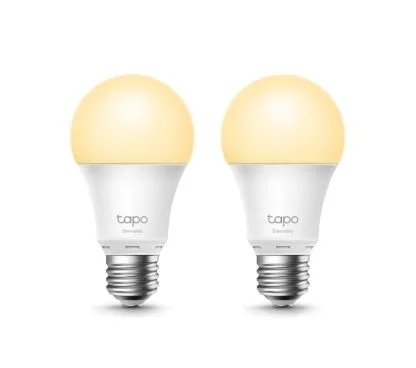TP-Link Tapo L510E(2-pack) Bombilla de luz inteligente regulable, paquete de 2 SPEC: E27, 200-240 V, brillo 806 lm, potencia máx