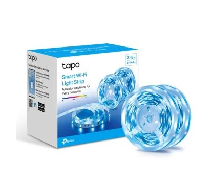 TP-Link Tapo L900-10 Smart Light Strip, Multicolor SPEC: 2.4 GHz Wi-Fi, 802.11b/g/n, two 16.4 ft/5m RGB LED light strips, 12V/1.