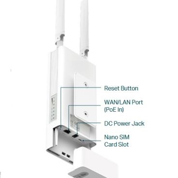 TP-Link TL-MR100-Outdoor - Router 3G/4G/LTE y Router Neutro WiFi, Resistente a Intemperie IP65, Ranura NanoSIM, Puerto WAN/LAN 10/100 Mbps PoE In, 2x Antenas Desenroscables LTE, Antenas WiFi Internas N300 2,4 Ghz