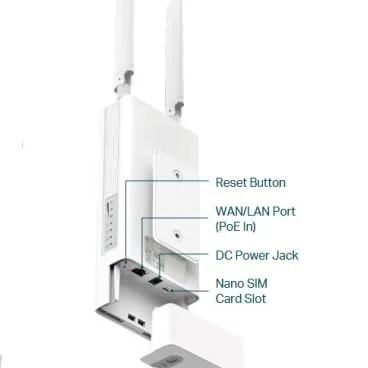 TP-Link TL-MR100-Outdoor - Router 3G/4G/LTE y Router Neutro WiFi, Resistente a Intemperie IP65, Ranura NanoSIM, Puerto WAN/LAN 10/100 Mbps PoE In, 2x Antenas Desenroscables LTE, Antenas WiFi Internas N300 2,4 Ghz