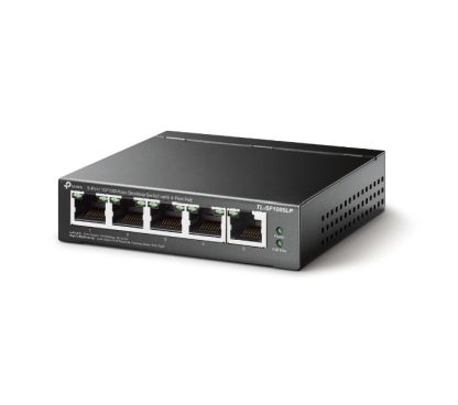 TP-Link TL-SF1005LP 5-Port 10/100 Mbps Desktop Switch with 4-Port PoE PORT: 4× 10/100 Mbps PoE Ports, 1× 10/100 Mbps Non-PoE Por