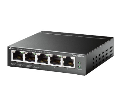 TP-Link TL-SG105MPE 5-Port Gigabit Easy Smart Switch with 4-Port PoE+PORT: 4× Gigabit PoE+ Ports, 1× Gigabit Non-PoE PortsSPEC