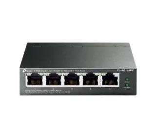 TP-Link TL-SG105PE 5-Port Gigabit Easy Smart Switch with 4-Port PoE+ PORT: 4× Gigabit PoE+ Ports, 1× Gigabit Non-PoE Ports SPEC: