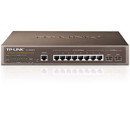 TP-Link TL-SG3210 - Switch Ethernet Gestionable L2 Sobremesa y Rack, 8x Puertos 10/100/1000Mbps y 2x Slot SFP, Carcasa de Metal