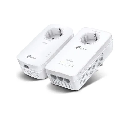 TP-Link TL-WPA8631P KIT Kit Extensor WiFi ac Powerline AV1300 con toma de corriente adicional. Velocidad: 300 Mbps en 2.4 GHz +