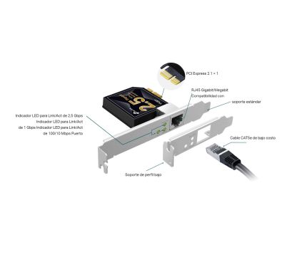 TP-Link TX201 2.5 Gigabit PCI Express Network Adapter SPEC: PCIe 2.1 ×1 FATURE: Support 2.5/1 Gbps and 100 Mbps Network Standards