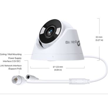 TP-Link VIGI VIGI C430(2.8mm) 3MP Full-Color Turret Network CameraSPEC:H.265+/H.265/H.264+/H.264, 1/2.8 inches Progressive Scan CMOS, Color/0.005 [email protected], 0 Lux with IR/White Light, 25fps/30fps (2304