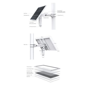 TP-Link VIGI VIGI SP9030 Intelligent Solar Power Supply System Spec:90W/18V_998*516*30mm Solar Panel; 30Ah/3*12VDC Output Battery, More than 500 cycles; Charging Condition:-20?~45? (With intelligent auxiliary heat); Discharging Co