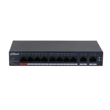 Dahua DH-CS4010-8GT-110-V2 - Switch Gestionable Layer 2, 10 Puertos (8x Gigabit PoE y 2x SFP Gigabit Uplink), Puertos PoE: 1x PoE++, 7x PoE, Hi-PoE hasta 250m. y Budget 110W, Sobremesa o Par
