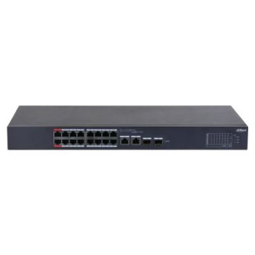 Dahua DH-CS4218-16ET-190-V2 - Switch Gestionable Layer 2, 18 Puertos (16x 10/100Mbps PoE+ y 2x Combo SFP/GE 1Gbps). PoE Budget 190W, Distancia Hi-PoE hasta 250 m.