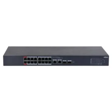 Dahua DH-CS4218-16ET-190-V2 - Switch Gestionable Layer 2, 18 Puertos (16x 10/100Mbps PoE+ y 2x Combo SFP/GE 1Gbps). PoE Budget 190W, Distancia Hi-PoE hasta 250 m.