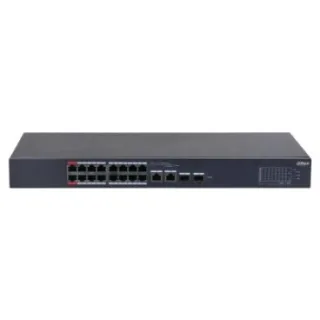 Dahua DH-CS4218-16ET-190-V2 - Switch Gestionable Layer 2, 18 Puertos (16x 10/100Mbps PoE+ y 2x Combo SFP/GE 1Gbps). PoE Budget 190W, Distancia Hi-PoE hasta 250 m.