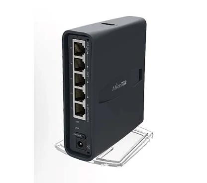 Mikrotik RB/952Ui5ac2nDTC ( hAP ac lite tower (TC) ) with 650MHz CPU, 64MB RAM, 5xLAN, built-in 2.4Ghz 802.11b/g/n two chain wir
